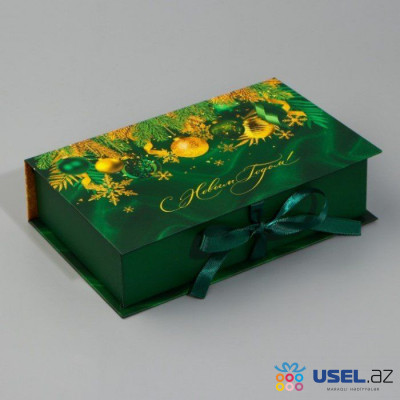 Box‒book «With New Year!», emerald